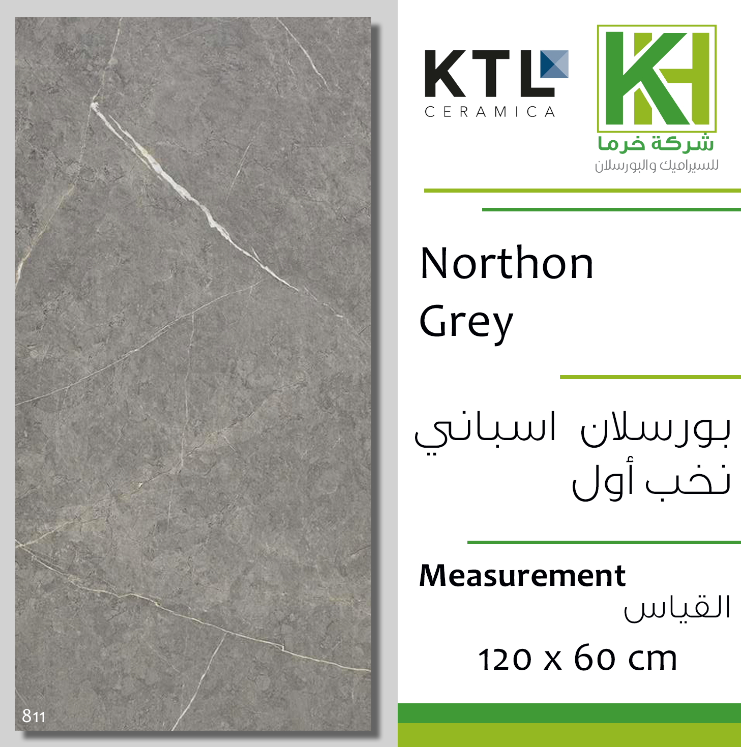 Picture of Spanish Porcelain tile 60x120cm Northon Grey